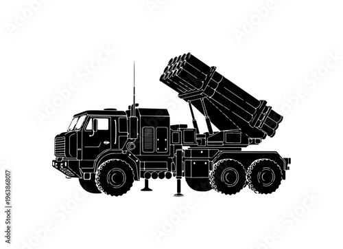 Military Missile Launcher Truck Vector Illustration