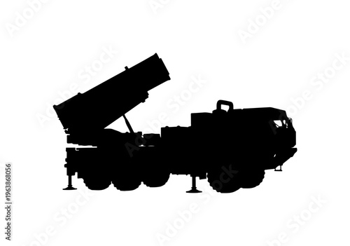 Military Missile Launcher Vehicle Silhouette Vector Art