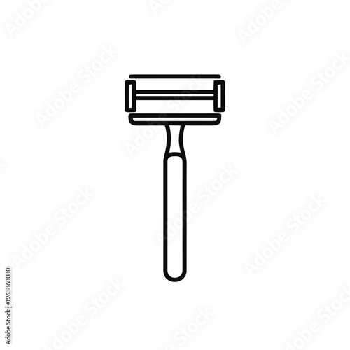 Razor is depicted as a simple line drawing on a white background, representing a tool for personal grooming and hygiene.