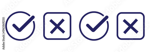 Grunge vector checkmark and cross. Grunge green check mark and red cross mark icon set. brush correct or incorrect sign with circle