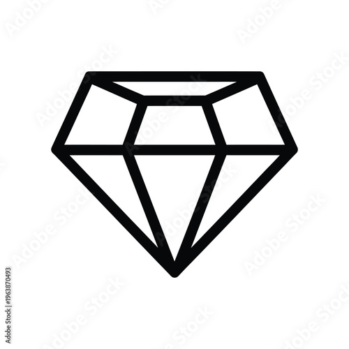 Minimalist black line art diamond icon symbolizing luxury, premium quality, and high value for modern branding and web interface design
