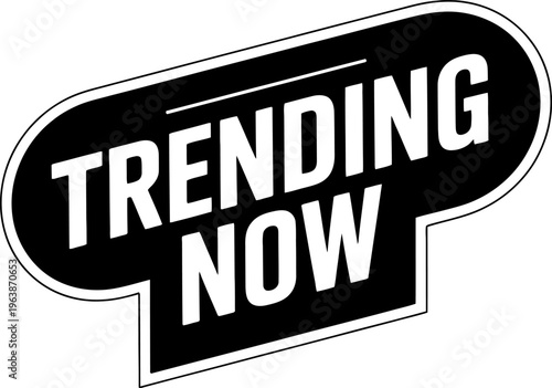 Trending now badge label with bold typography