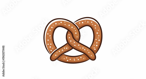 A cartoon-style pretzel with a brown dough and white speckles