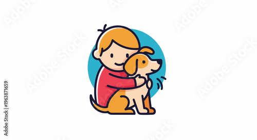 A child embraces their beloved dog, illustrating companionship and affection