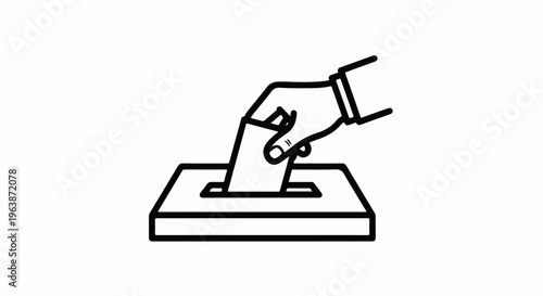 A hand is dropping a ballot into a voting box