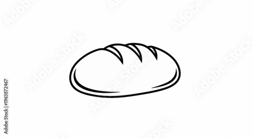 A simple, stylized line drawing of a loaf of bread on a white background