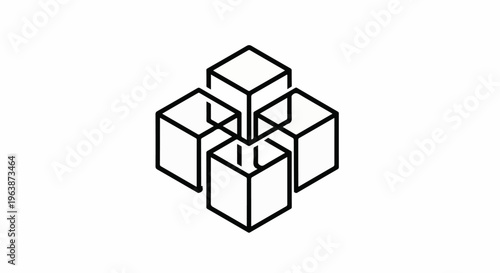 Abstract optical illusion of interconnected cubes forming a central void