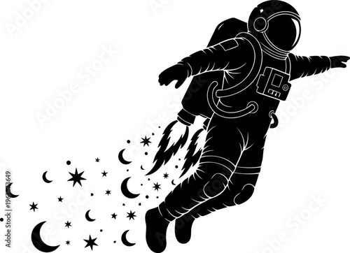 Astronaut Floating Gracefully Among Stars And Moons In Space