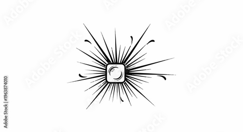 Abstract sunburst with a square lens in the center