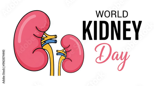 World Kidney Health Awareness Day Medical Illustration for Disease Prevention and Organ Care