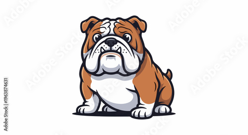 Adorable bulldog with brown and white fur, sitting