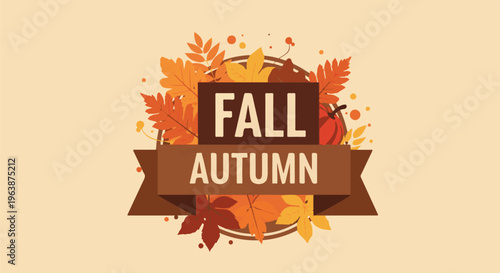 Artistic representation of autumn with fallen leaves and pumpkins