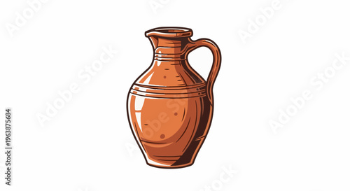 An artistic illustration of a terra cotta jug on a white background