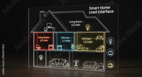 Smart home energy management system interface on transparent screen