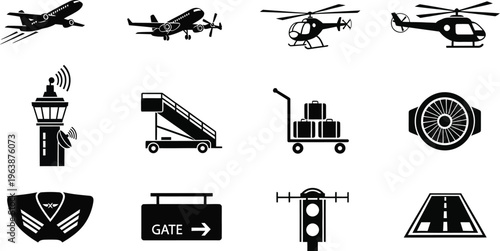 Airport and aviation icons and symbols