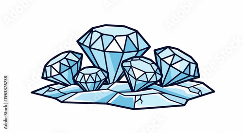 A cluster of sparkling, faceted blue gemstones on a shard-like base