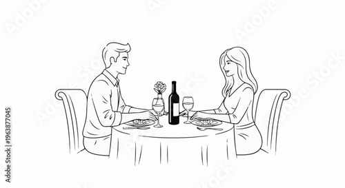 A couple enjoys a romantic meal with wine at a candlelit table
