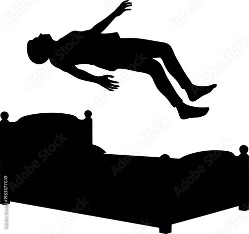 Person falling out of bed silhouette illustration design
