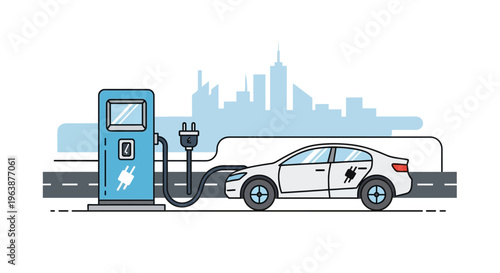 electric car charging station sign vector
