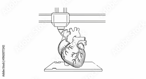 3D printer creating a human heart layer by layer