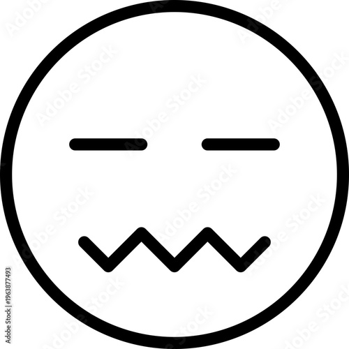 Black confounded emoji icon - outline