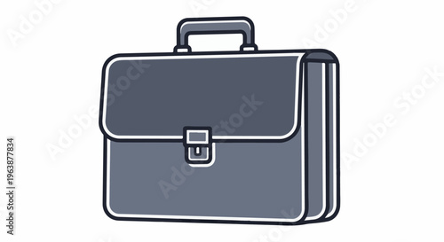 A grey and blue briefcase with a handle and buckle