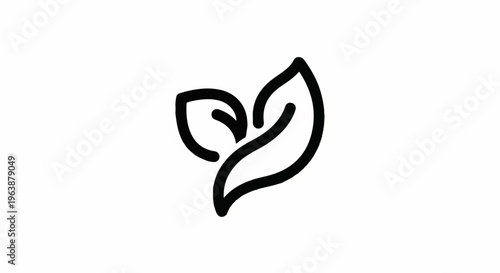 A simple black outline drawing of two overlapping organic leaves
