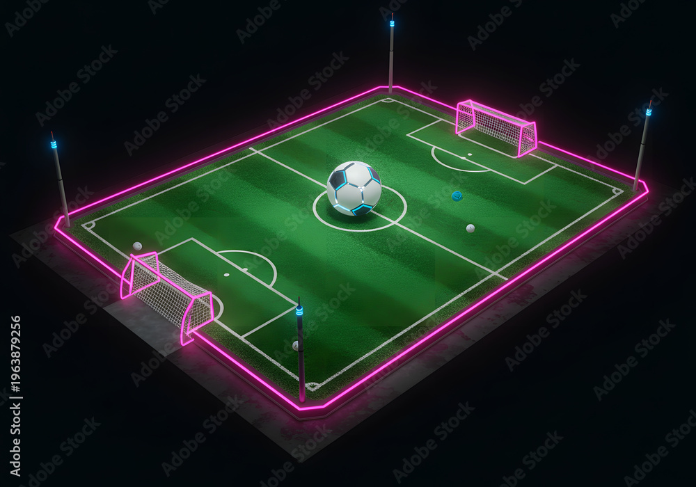 Fototapeta premium Neon soccer field illustration