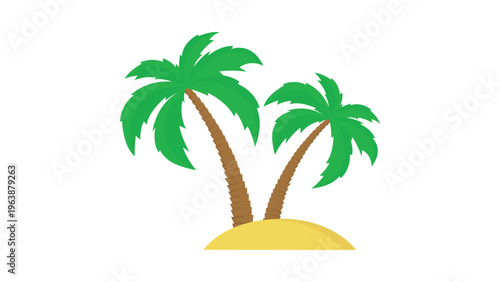 Palm trees. Two palm trees on the sandy island. Vector Illustration. 