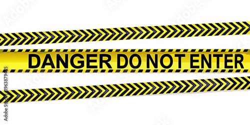 Cautionary danger tape with bold black lettering on a yellow background