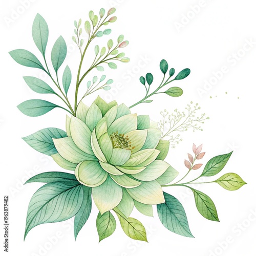 Elegant Pastel Watercolor Floral Bouquet Illustration