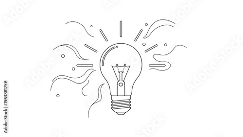 Creative light bulb illustration with glowing lines and abstract shapes representing an innovative idea or bright thought.