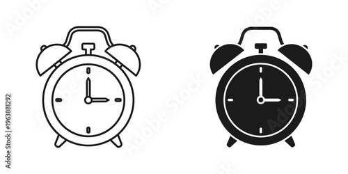 vintage alarm clocks set side by side flat design vector illustration