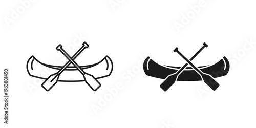 two crossed canoe paddles flat design vector illustration isolated on white background