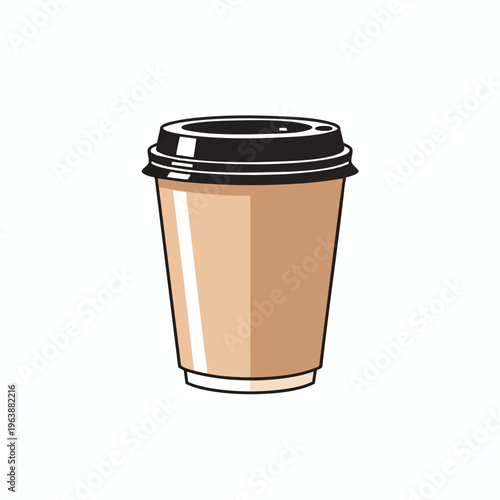 Plain brown to-go cup with black lid and subtle shading