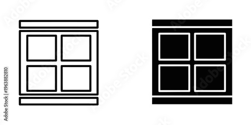 minimalist window grid flat design vector illustration with open and closed panes