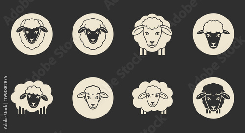 Set of Sheep Head Icons and Logos