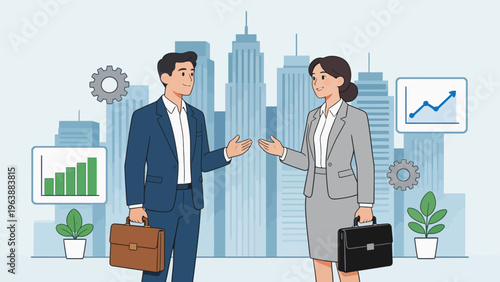 Business people in cityscape