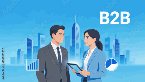 Business people with tablet in city