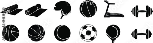 Collection of various sports equipment and balls