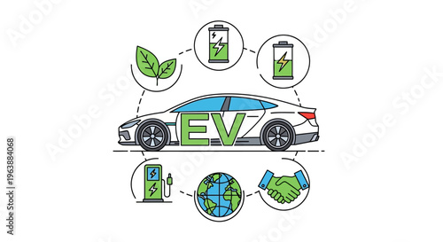 illustration of energy saving promotional sticker with electric car