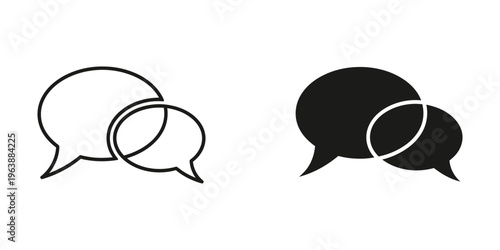 speech bubble and thought cloud flat design vector illustration