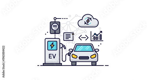 illustration of graphic image of ecofriendly electric car