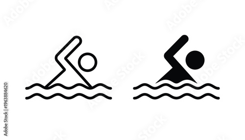 Swimming icon. Swimmer sign icons set. Swimming symbol vector illustration