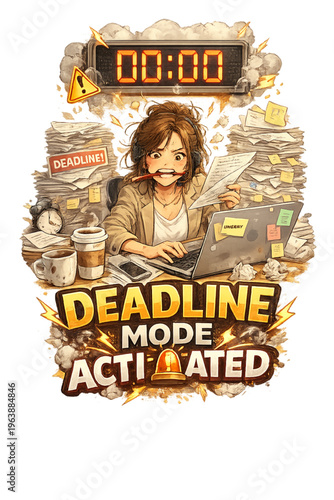 deadline mode activated funny design, deadline mode activated, funny deadline quote, work urgency humor, last minute panic design, office deadline joke, productivity panic mode, funny work pressure qu
