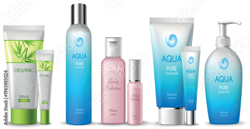 vector set of cosmetic bottles