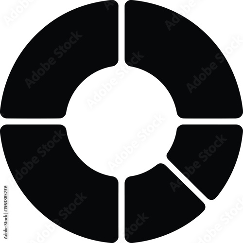 black, white, pie chart, chart, graph, sections, circle, segments, missing piece, broken, incomplete, diagram, symbol, section, missing, piece Black pie chart sections with one section missing a piece