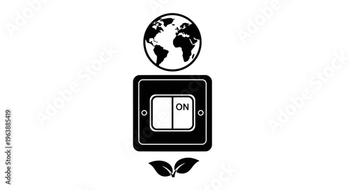 Global energy switch turned on, symbolizing worldwide power activation.