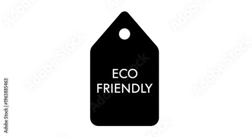 A black tag with the words eco friendly written on it, symbolizing environmental sustainability.