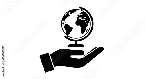 A hand holding a globe, symbolizing care for the planet and its resources.